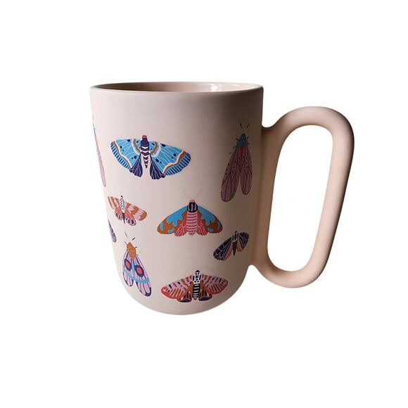 THYME & TABLE Peach Pink BUTTERFLY Oversized Handle Large Coffee Mug - Picture 1 of 8